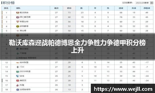 勒沃库森迎战帕德博恩全力争胜力争德甲积分榜上升